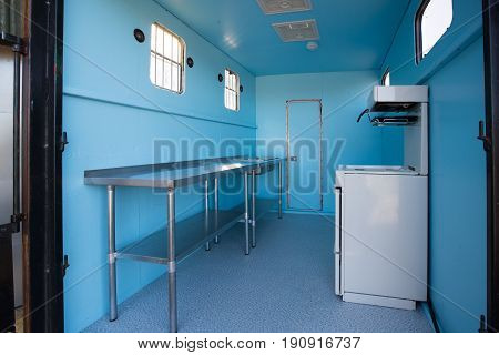 Interior Of An Commercial Catering Van