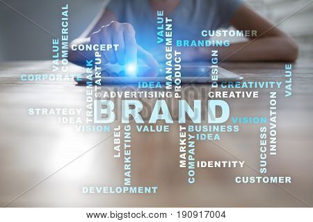 Brand concept words cloud. Business and internet concept.