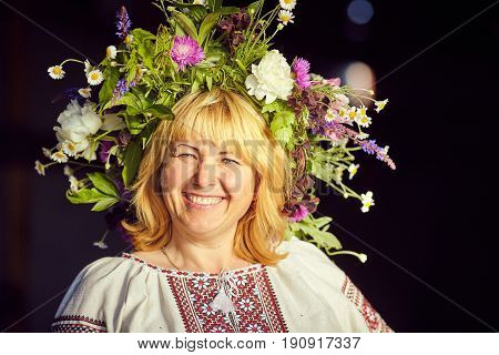 Beautiful woman with a wreath on her head