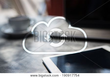 Cloud technology. Data storage. Networking and internet service concept.