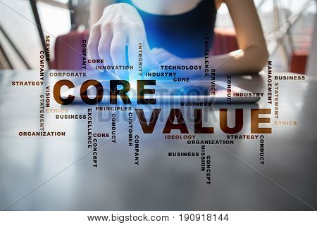 Core value. Business and internet concept Words cloud.