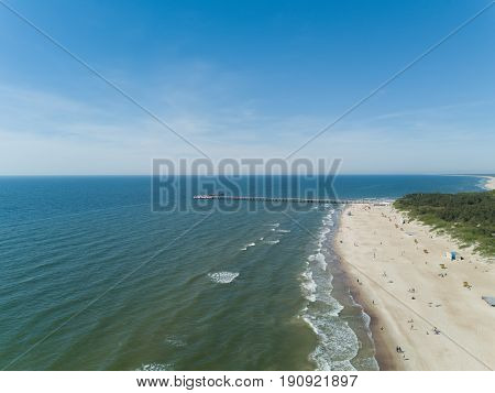 Palanga Lietuva Baltic Sea Seaside Aerial Drone Top View
