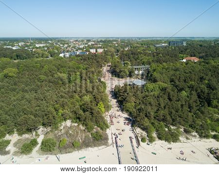 Palanga Lietuva Baltic Sea Seaside Aerial Drone Top View