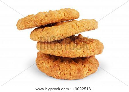 Oat cookie isolated on white background Crunchy, No-one, Molasses, Treacle, Heatlhy