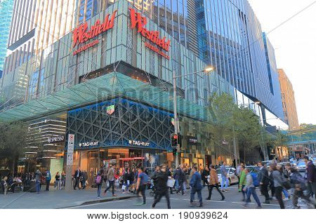SYDNEY AUSTRALIA - JUNE 1, 2017: Unidentified people visit Westfield department store. Westfield is an Australian shopping centre company founded in 1960.