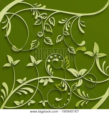 Abstract leaves floral green background. Vector lillustration.