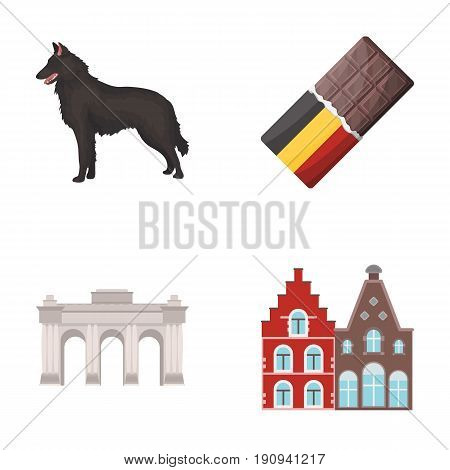 Chocolate, cathedral and other symbols of the country.Belgium set collection icons in cartoon style vector symbol stock illustration .