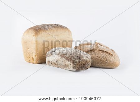 Top view homemade bread on a white background to paste in your design.