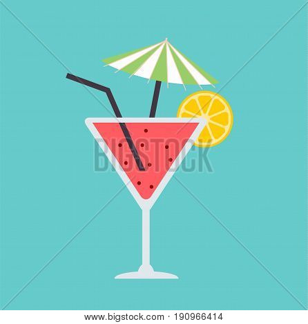 Cocktail in flat style. Cocktail party design. Vector stock.