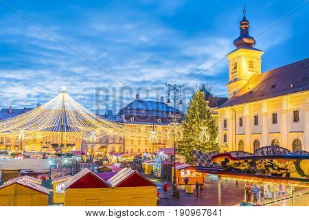 Sibiu council at Christmas Market Transylvania Romania