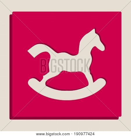 Horse toy sign. Vector. Grayscale version of Popart-style icon.