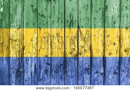 Flag of Gabon painted on wooden frame