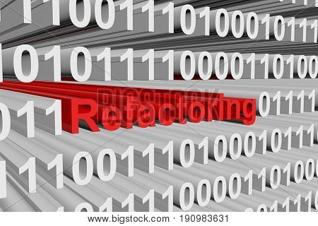 refactoring in the form of binary code, 3D illustration