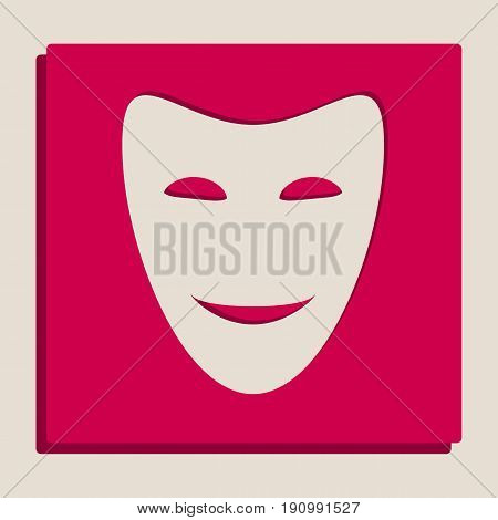 Comedy theatrical masks. Vector. Grayscale version of Popart-style icon.