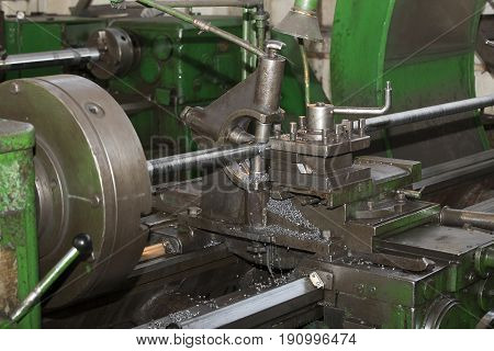 Metalworking machines working mechanisms are shot close-up