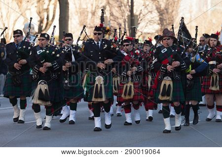 Indianapolis, Indiana, USA - March 17, 2016, The St. Patrick’s Day Parade is a cultural and religious celebration from Ireland in honor of  Saint Patrick.