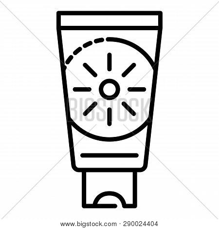 Sunscreen Tube Icon. Outline Sunscreen Tube Vector Icon For Web Design Isolated On White Background