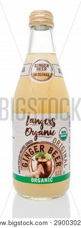 Winneconne, Wi - 14 March 2019: A Package Of  Langers Organic Ginger Beer On An Isolated Background