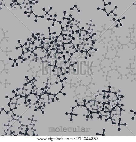 Stylized Vector Illustration On The Theme Of Molecular Chemistry. Molecular Structures. Seamless Ill