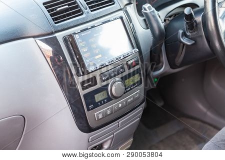Novosibirsk, Russia - 03.10.2019: View To The Inerior Of Toyota Imsum Last Generation With Front Sea