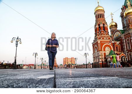 View Of The Blagoveshchenskaya Spasskaya Chirch On The Square Of Yoshkar-ola City In Russia