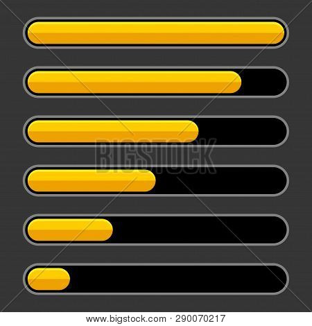 Color Progress Bar Set On Dark Background.