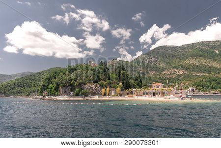 Kamenari-lepetane Ferry In The Bay Of Kotor, Montenegro
