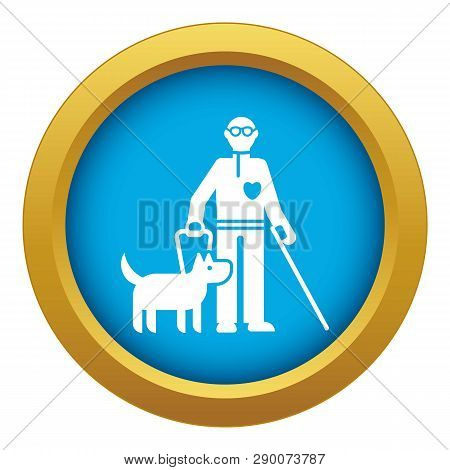 Invalid Person With Dog Icon Blue Vector Isolated On White Background For Any Design