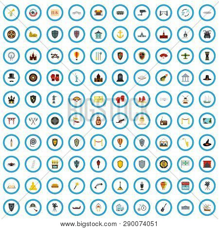 100 Historical Value Icons Set In Flat Style For Any Design Vector Illustration