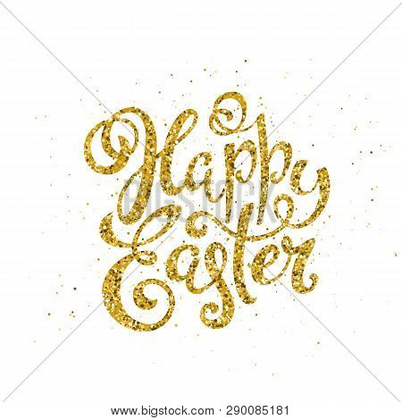 Happy Easter Banner With Handdrawn Calligraphy.template For Poster With Letttering. Vector.