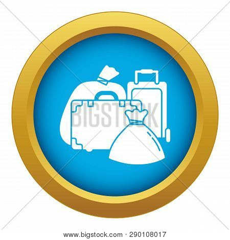Migrant Refugee Bags Icon Blue Vector Isolated On White Background For Any Design