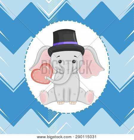 Vector Image With Elephant For Valentines Day