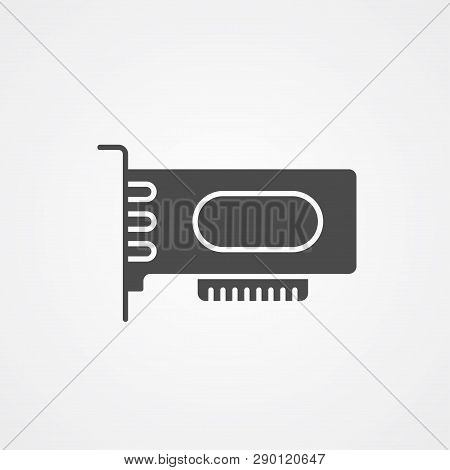 Videocard Icon Vector, Filled Flat Sign, Solid Pictogram Isolated On White. Symbol, Logo Illustratio