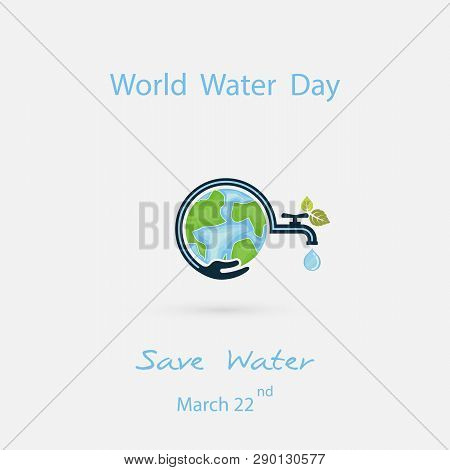 Water Drop And Water Tap With Human Hand Icon.blue Globe &hand Icon Vector Logo Design Template.worl