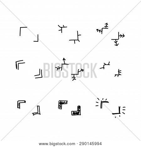 Vector Line Set Of Frame Drawn By Hand Sketch. Different Shapes Of Size And Width.