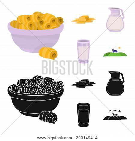 Vector Illustration Of Creamy And Product Icon. Set Of Creamy And Farm Stock Symbol For Web.