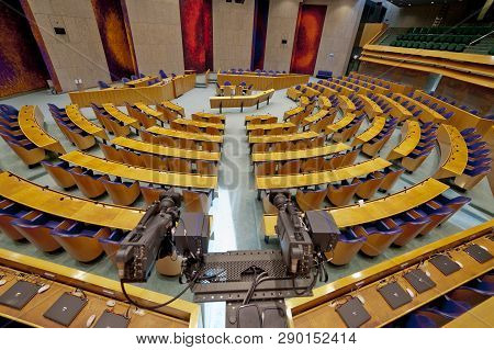 Den Haag, The Netherlands - August 29, 2012: Interior Of The Empty Plenary Hall Of The House Of Repr