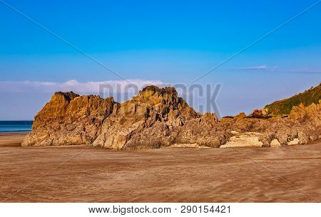 Wild Rocky Beach In Brittany On Armor Coastline.