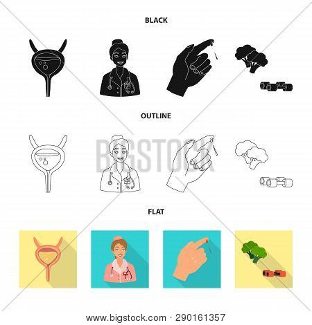 Vector Design Of Diet And Treatment  Symbol. Set Of Diet And Medicine Vector Icon For Stock.