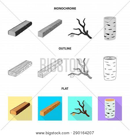 Vector Design Of Tree   And Raw  Sign. Collection Of Tree   And Construction Vector Icon For Stock.