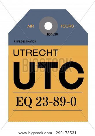 Utrecht Realistically Looking Airport Luggage Tag Illustration