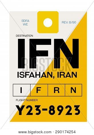Isfahan Realistically Looking Airport Luggage Tag Illustration