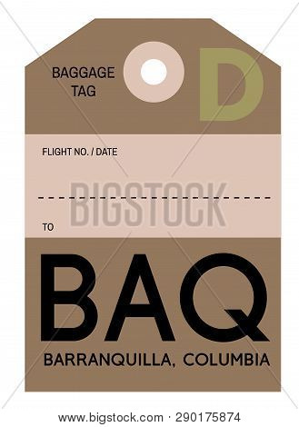 Barranquilla Realistically Looking Airport Luggage Tag Illustration