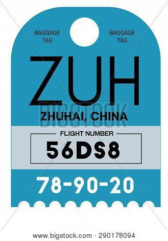 Zhuhai Realistically Looking Airport Luggage Tag Illustration