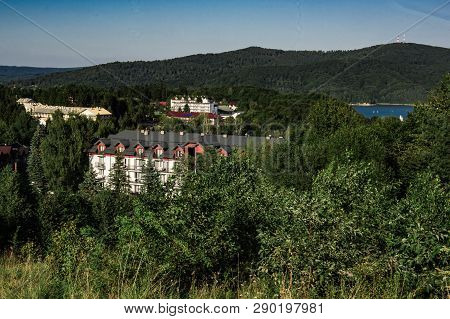 View At Solina Lake From Polanczyk, Bath Resort At Bieszczady Mountain