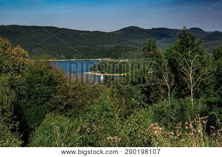 View At Solina Lake From Polanczyk, Bath Resort At Bieszczady Mountain