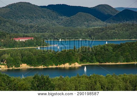 View At Solina Lake From Polanczyk, Bath Resort At Bieszczady Mountain