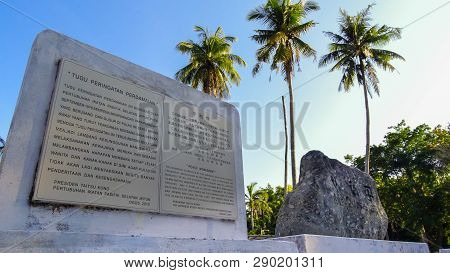 Labuan,malaysia-mac 2,2019:view Of The Japanese War Memorial In Damai Park,labuan,malaysia.it Was Bu