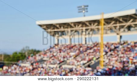 Blurred Background Of Fans Sector In Baseball Game