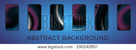 Wavy Abstract Smartphone Background Illustration Set. Mobile Wallpaper Collection. Modern Ui Screen 